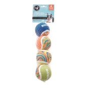 Wholesale - 4pk 2" SMALL MULTI COLORED SWIRLS PET TENNIS BALLS C/P 48, UPC: 192598971920